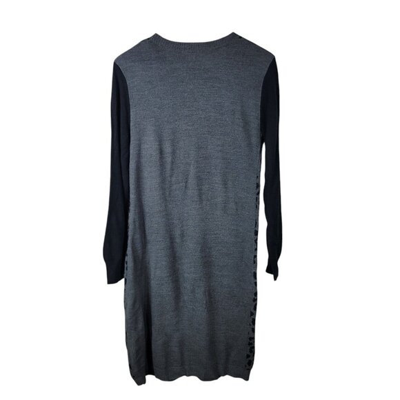 Betsey Johnson Sweater Dress Size Medium Animal Print Sequin Grey Black Leopard - Picture 4 of 6